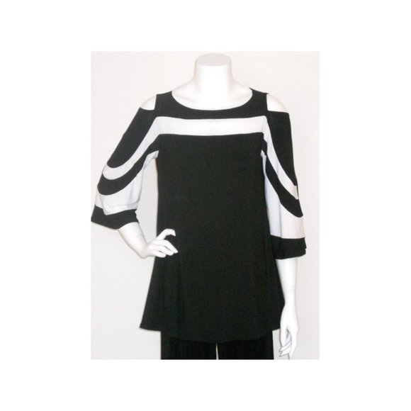 NWT Come and See Black/White Cold Shoulder Tunic - Picture 1 of 2